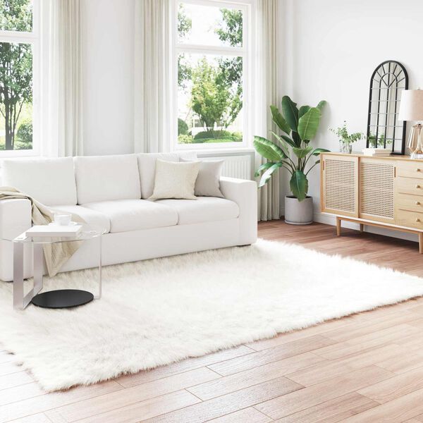 vidaXL Tapis en fausse Tafalla Blanc 200 x 280 cm Polyester