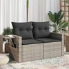 vidaXL Canap&eacute; de jardin 2 places avec coussins gris r&eacute;sine tress&eacute;e
