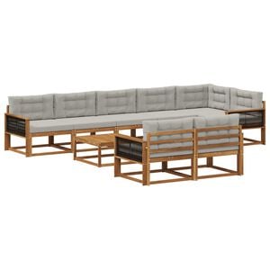 vidaXL Ensemble de canap&eacute;s d'ext&eacute;rieur 9 pcs Naturel et Gris clair