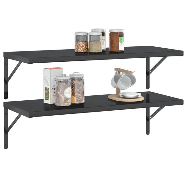 vidaXL &Eacute;tag&egrave;res murales 2 pcs 100x40x3 cm noir acier inoxydable