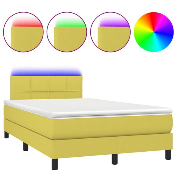vidaXL Sommier &agrave; lattes de lit avec matelas LED Vert 120x200 cm Tissu