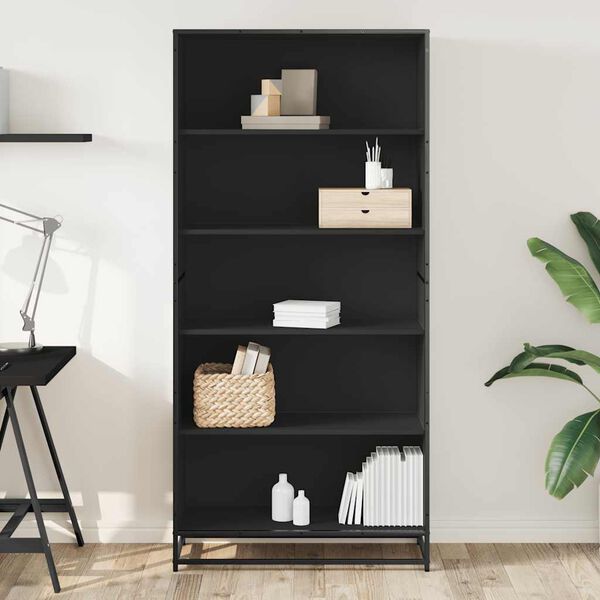 vidaXL Biblioth&egrave;que noir 80,5x35x170,5 cm bois d'ing&eacute;nierie