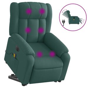 vidaXL Fauteuil inclinable de massage &eacute;lectrique Vert fonc&eacute; Tissu