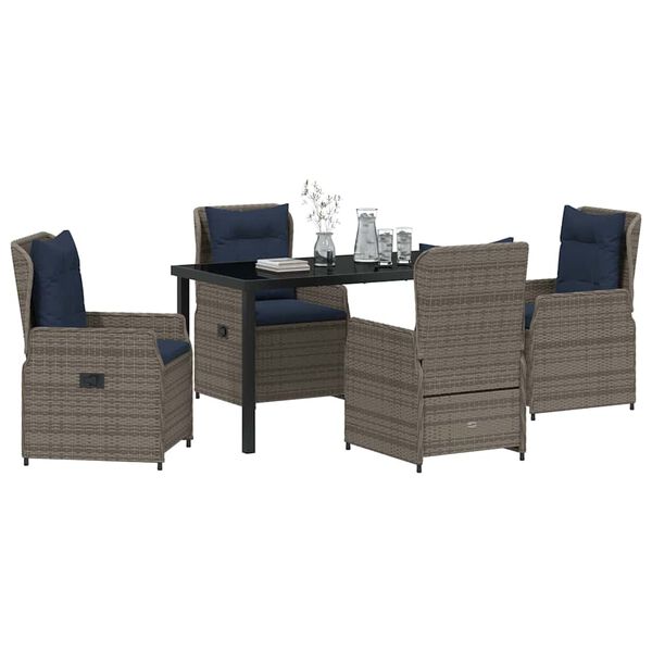 vidaXL Ensemble de salle &agrave; manger pour jardin 5 pcs Gris Poly rotin