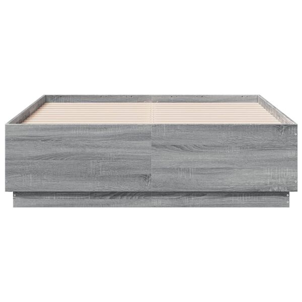 vidaXL Cadre de lit sans matelas sonoma gris 135x190 cm