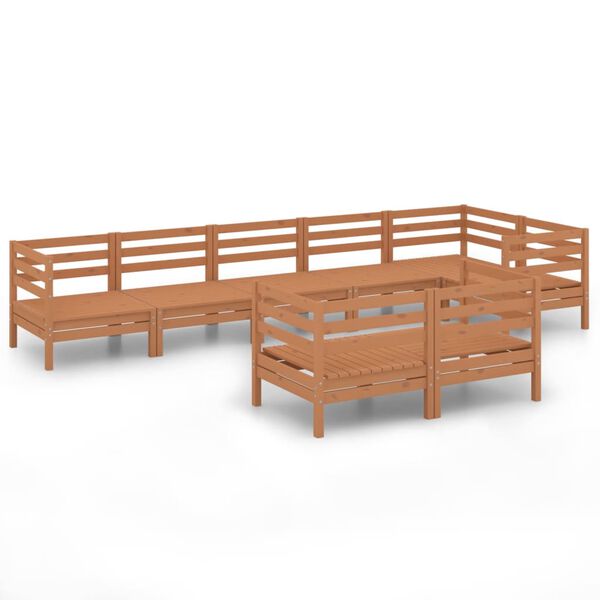 vidaXL Salon de jardin 8 pcs Bois de pin massif Marron miel