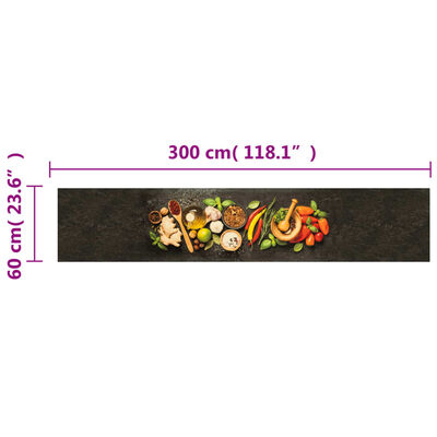 vidaXL Tapis de cuisine lavable impression d'épices 60x300 cm velours