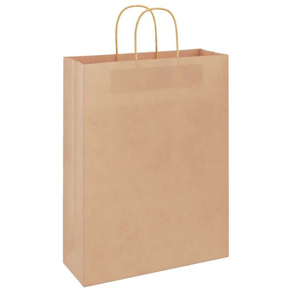 vidaXL Sacs en papier 50 pcs avec poign&eacute;es marron 32x12x42 cm