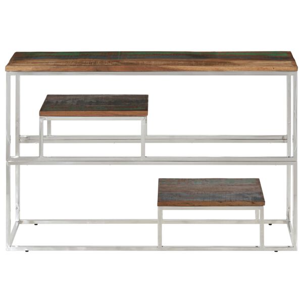 vidaXL Table console argenté inox et bois de récupération massif