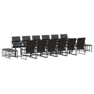 vidaXL Ensemble de salle &agrave; manger pour jardin 17 pcs Noir Acier