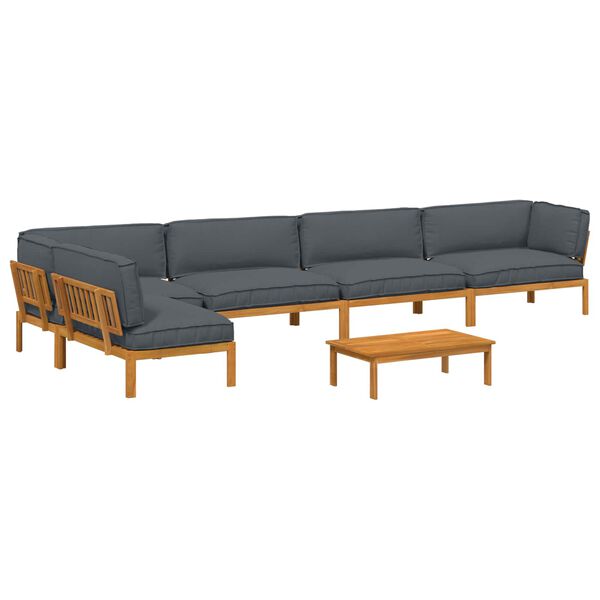 vidaXL Ensemble de Canap&eacute;s Uni 6 pcs Anthracite Bois d'Acacia Massif