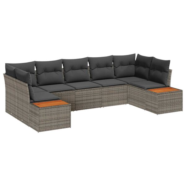 vidaXL Ensemble de canap&eacute; de jardin avec coussin 7 pcs Gris polyrotin