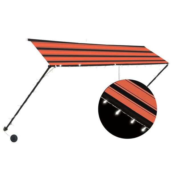 vidaXL Auvent r&eacute;tractable avec LED 300x150 cm Orange et marron