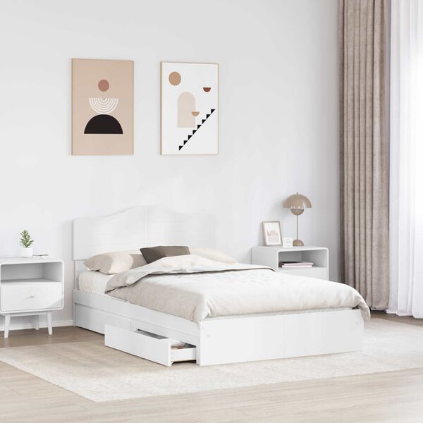 vidaXL Lit de Rangement Blanc 120 x 190 cm Bois d'ing&eacute;nierie