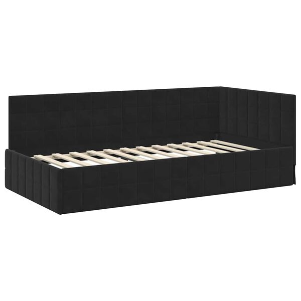 vidaXL Cadre de lit d'angle Noir 100 cm x 200 cm Velours