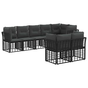 vidaXL Ensemble de canap&eacute;s d'ext&eacute;rieur Noir Polyester
