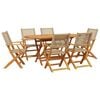 vidaXL Ensemble &agrave; manger de jardin 7 pcs beige rotin et bois massif