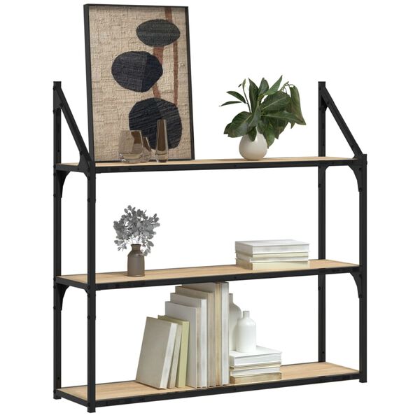 vidaXL &Eacute;tag&egrave;re murale 3 niveaux ch&ecirc;ne sonoma 80x21x78,5 cm