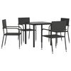 vidaXL Ensemble &agrave; manger de jardin 5 pcs noir r&eacute;sine tress&eacute;e et acier