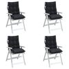 vidaXL Coussins de chaise &agrave; dossier bas lot de 4 noir tissu oxford