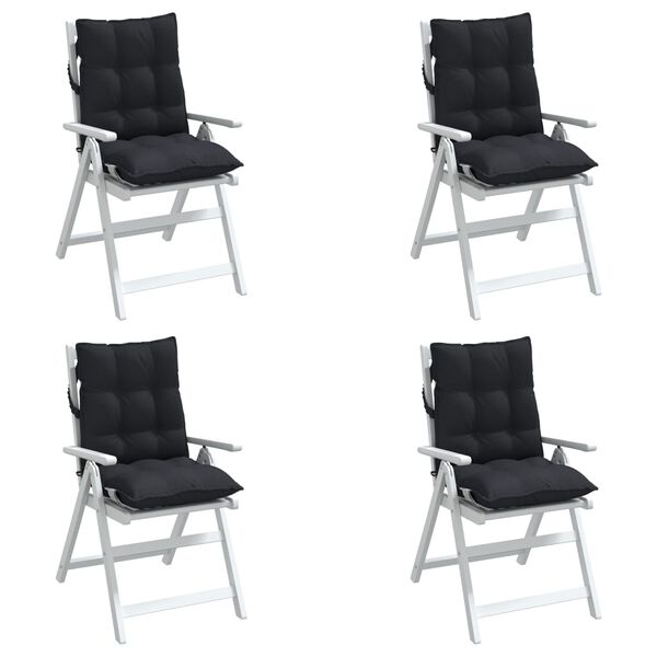vidaXL Coussins de chaise &agrave; dossier bas lot de 4 noir tissu oxford