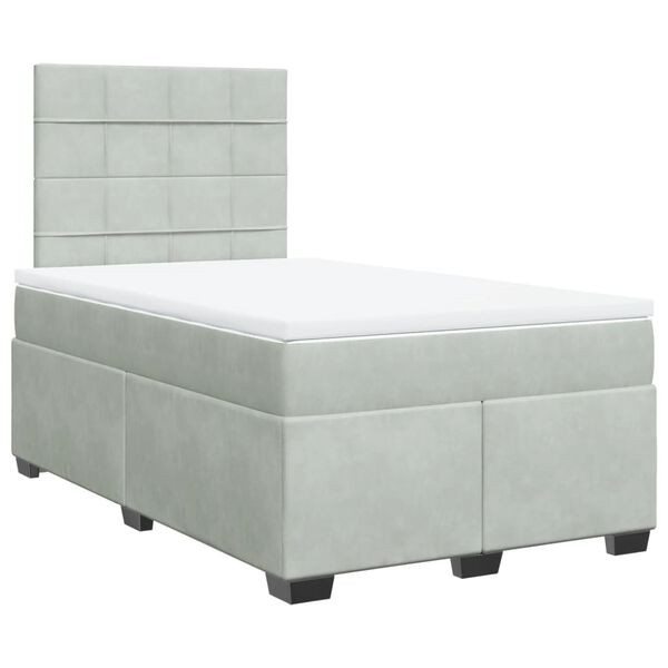 vidaXL Sommier &agrave; lattes de lit et matelas gris clair 120x190cm velours