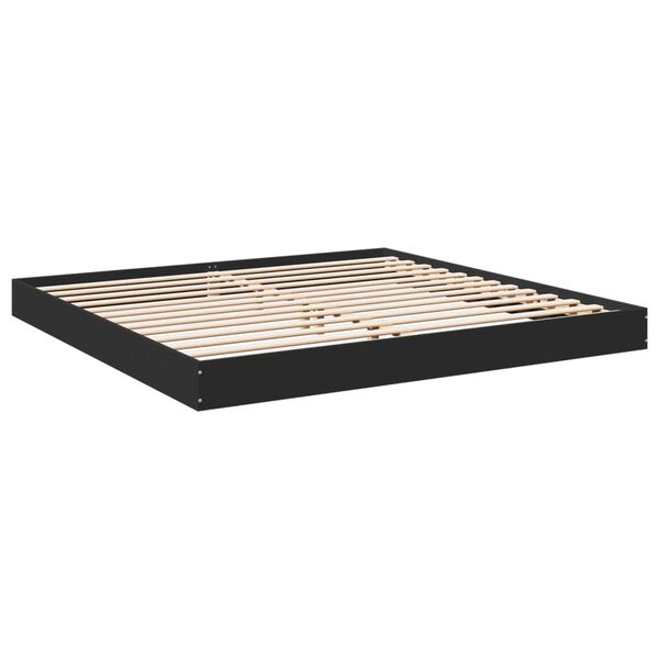 vidaXL Cadre de lit sans matelas noir 200x200 cm bois d'ing&eacute;nierie