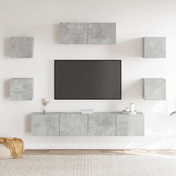 vidaXL Ensemble de meubles TV 7 pcs Gris b&eacute;ton Bois d'ing&eacute;nierie