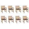 vidaXL Chaises de jardin lot de 8 avec coussins anthracite Bois teck