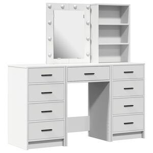 vidaXL Table de Toilette 3 pc Blanc 40 x 41 x 135 cm Bois d'ing&eacute;nierie