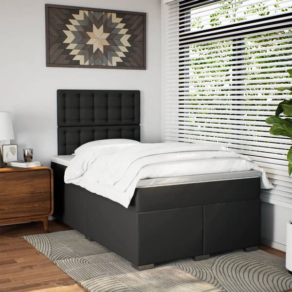 vidaXL Sommier &agrave; lattes de lit matelas Noir 120x200 cm Similicuir