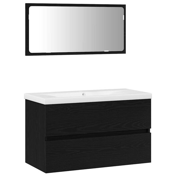 vidaXL Ensemble de mobilier de salle de bain 3 pcs Ch&ecirc;ne noir