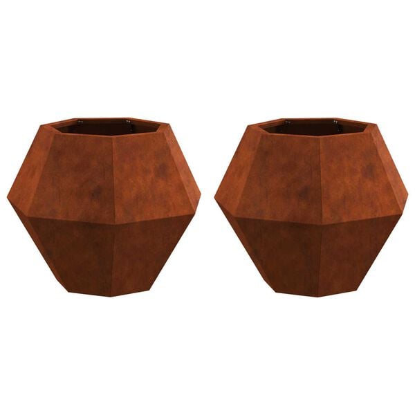 vidaXL Jardini&egrave;re 2 pcs Rouill&eacute; 50 x 50 x 40 cm