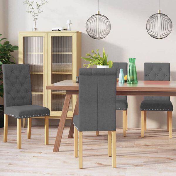 vidaXL Chaises &agrave; manger lot de 4 gris fonc&eacute; tissu