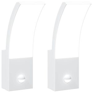 vidaXL Appliques murales LED d'ext&eacute;rieur avec capteurs 2 pcs blanc