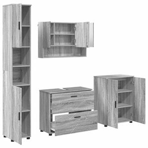 vidaXL Ensemble de mobilier de salle de bain 4 pc Gris Sonoma