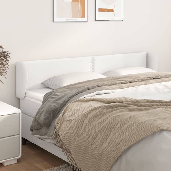 vidaXL T&ecirc;te de lit avec oreilles Blanc 203x23x78/88 cm Similicuir