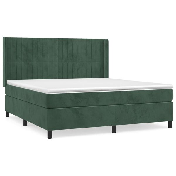 vidaXL Sommier &agrave; lattes de lit et matelas Vert fonc&eacute; 160x200cm Velours