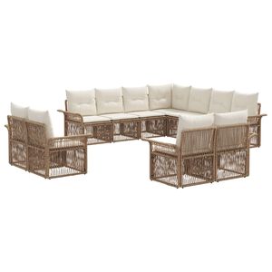 vidaXL Ensemble de canap&eacute; de jardin 11 pc Beige et blanc cr&egrave;me
