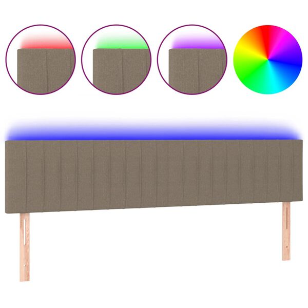 vidaXL T&ecirc;te de lit &agrave; LED Taupe 200x5x78/88 cm Tissu