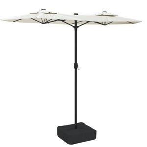 vidaXL Parasol de jardin &agrave; double t&ecirc;te blanc sable 316x145 cm