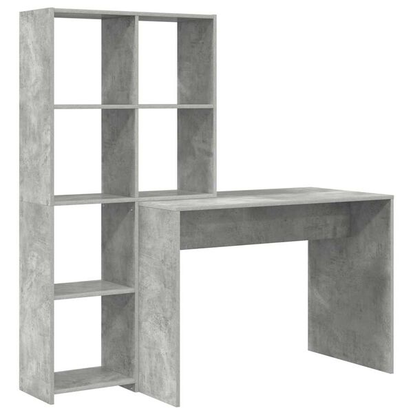 vidaXL Bureau Gris b&eacute;ton 138,5 x 55 x 143 cm Bois d'ing&eacute;nierie