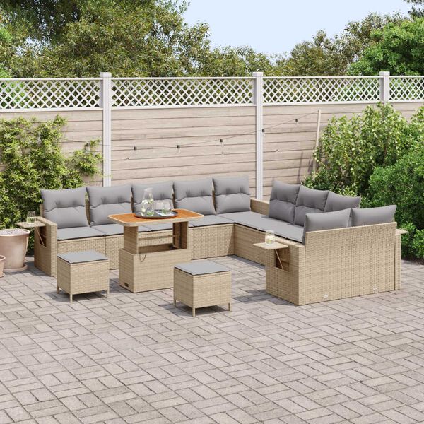 vidaXL Ensemble de canapé de jardin 13 pcs Beige polyrotin