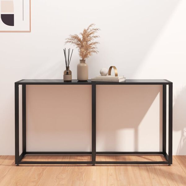 vidaXL Table console Noir 140x35x75,5 cm Verre tremp&eacute;