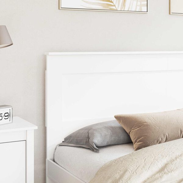 vidaXL T&ecirc;te de lit avec t&ecirc;te de lit Blanc 200 cm Bois d'ing&eacute;nierie