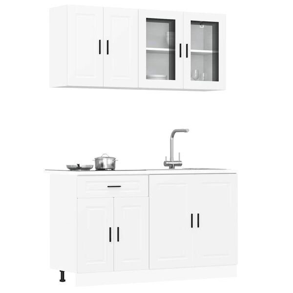 vidaXL Ensemble de 4 meubles de cuisine "Porto" en bois d'ingénierie blanc