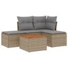 vidaXL Salon de jardin avec coussins 5 pcs beige r&eacute;sine tress&eacute;e