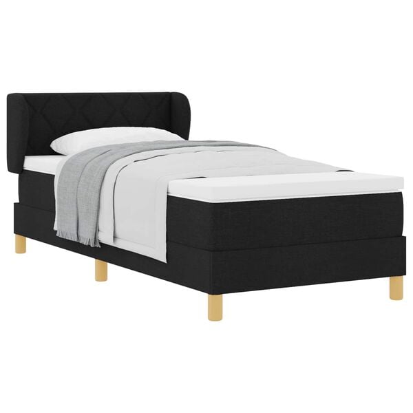 vidaXL Lit &agrave; Ressorts avec Matelas Cr&egrave;me 90x200 cm Tissu Noir