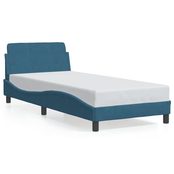 vidaXL Cadre de lit avec t&ecirc;te de lit Dover bleu 90x200 cm velours