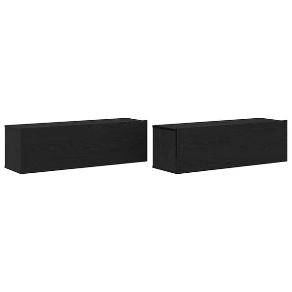 vidaXL Meuble TV 2 pcs Noir 100 x 30 x 30 cm Bois d'ingénierie